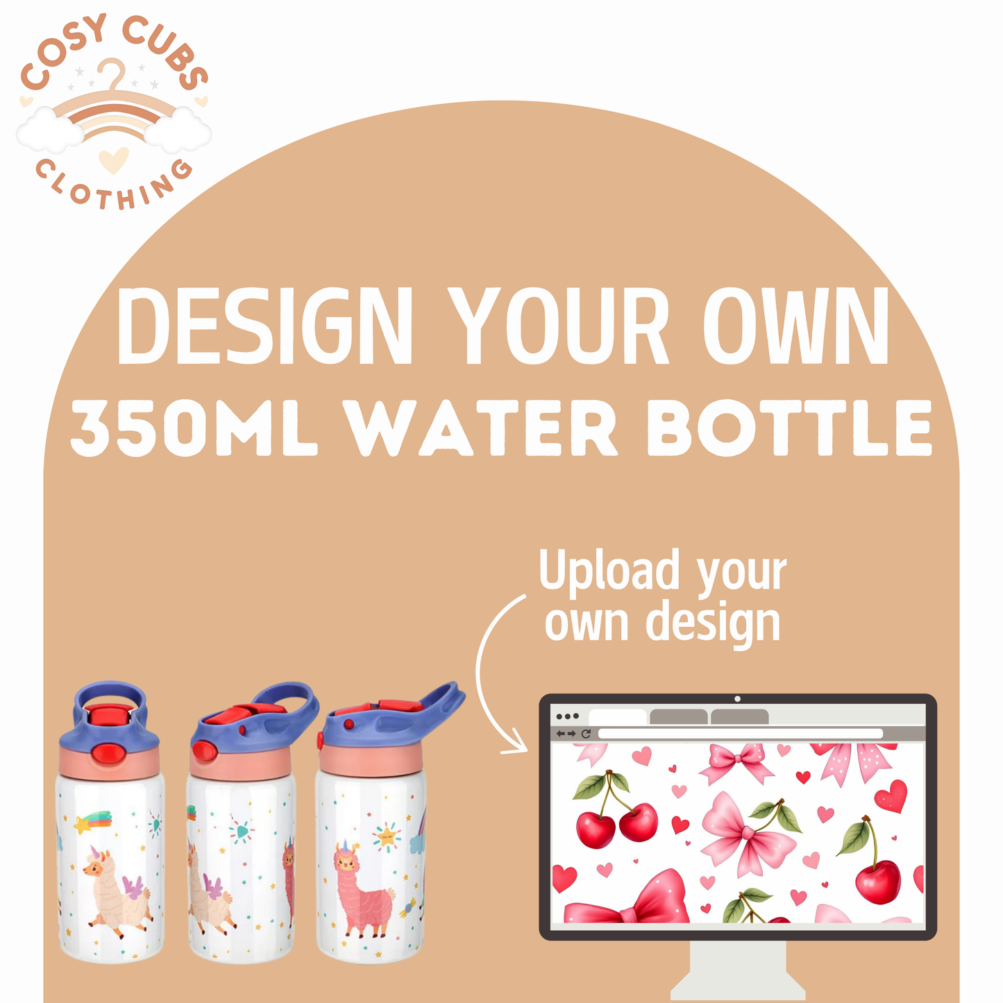 Design your own - 350ml Water Bottle (Pink & Purple