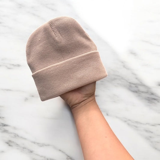 Neutral Ribbed Baby Beanie (0–3 Years)
